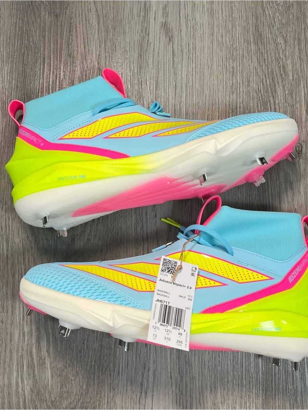 adidas adizero Impact+ 2.0 Men's Metal Baseball Cleats Size 13 JH6717 Blue Pink
